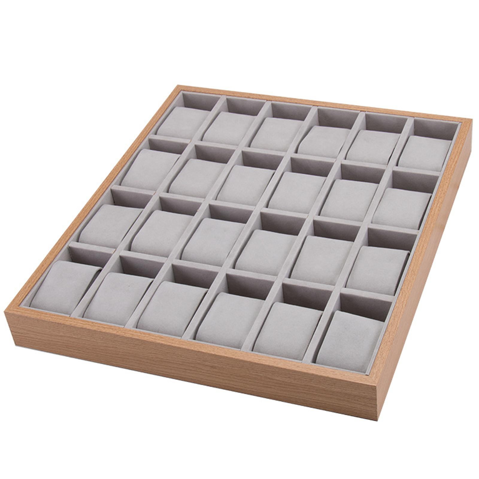 Magideal - Organizador De Caja De Exhibición De Reloj De Madera Con 24 Ranuras, Soporte De Almacenamiento De Joyería, 12.99 Pulgadas X 15.67 Pulgadas X 1.77