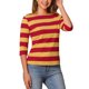 thumbnail image 2 of INSPIRE CHIC Camisetas a Rayas de Regreso a Clases para Mujer Ajuste Ceñido Mangas al Codo Cuello de Barco Talla XS 1, 2 of 6