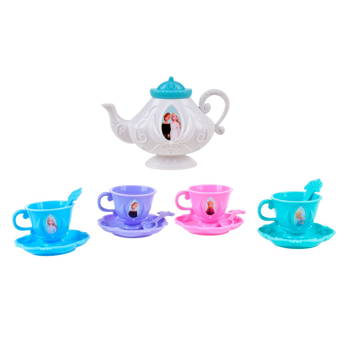 Mini Set De Té Con Cucharas Disney - Frozen Tetera Blanca