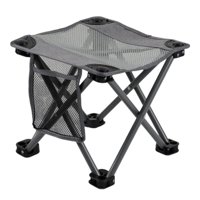 Magideal - Silla Plegable Con Bolsa De Almacenamiento Con Bolsa Lateral, Taburetes Portátiles Antideslizantes De Acero Inoxidable, Asiento De Pesca, Taburete De Gris Grande