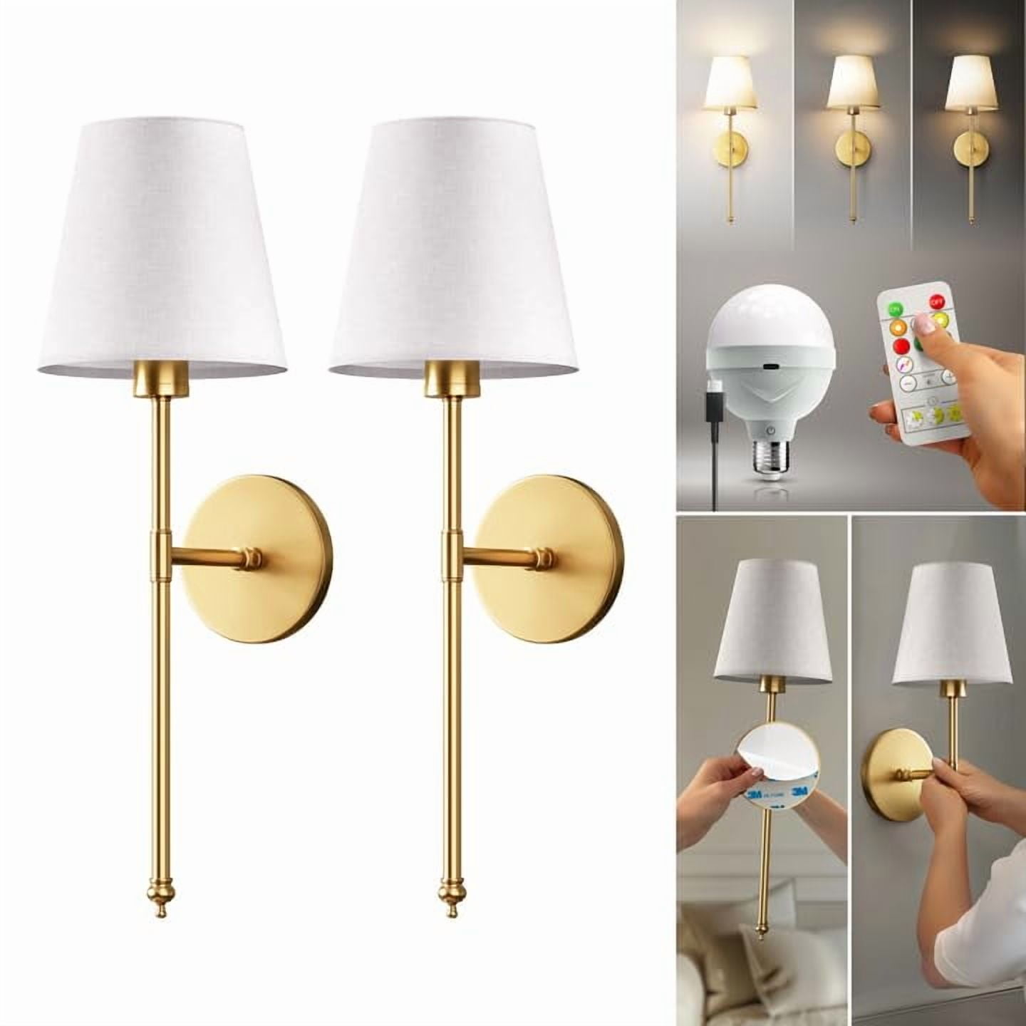 Apliques De Pared Inalámbricos Pridola, Set De 2, Led Recargables