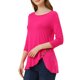 thumbnail image 4 of INSPIRE CHIC Blusas para Mujer Cuello Redondo Manga 3/4 Decoración de Botones Dobladillo Irregular Estilo Casual Blusa S Rosa Fucsia, 4 of 6