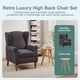 thumbnail image 1 of Coffee Table & Armchair Set,Vintage Luxury Style, a high-back reading chair (Antique Dark Grey) & a solid wood coffee table (Natural Wood) , suitable for living rooms and bedroom relaxation areas, 1 of 3