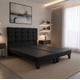 thumbnail image 1 of Cama Dos Plazas Con Respaldo y bases divididas de 150 X 190cm Tapizada en Lino Negro, 1 of 6