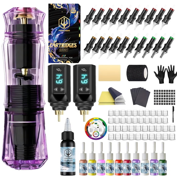 Set de pluma para tatuar POSEIDON inalámbrico con 2 baterías