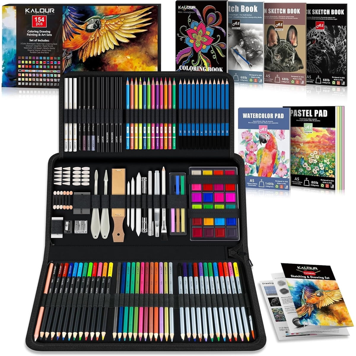 Set De Dibujo Kalour 154 Piezas Kit Artastico Multicolor