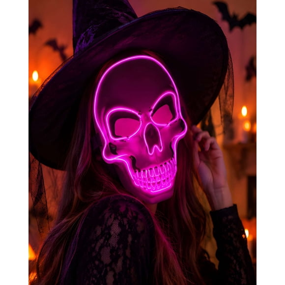 Mascara De Calavera Con Luz Led Para Halloween Y Fiestas