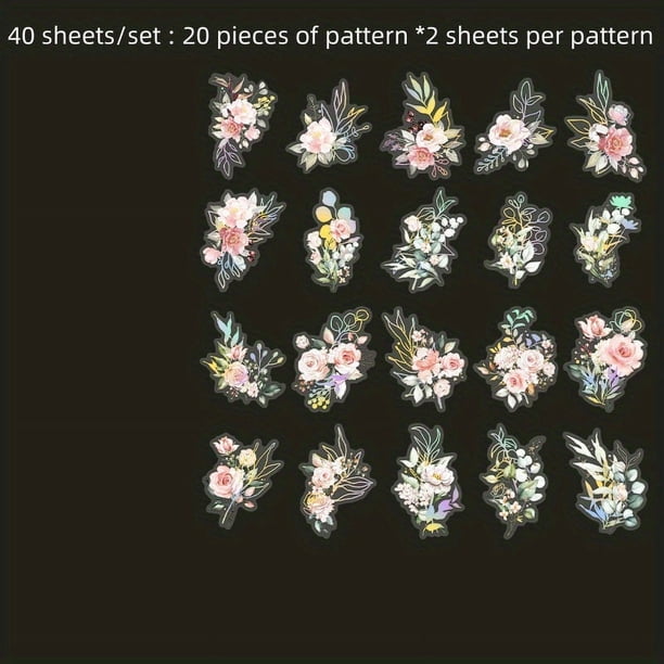 40 Sheets of Creative Retro Plant Flower Stickers - Perfect for DIY Projects, Water Cups, Notebooks & More!
