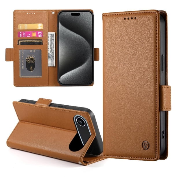 Funda Cartera Magnética con Tarjetas y Soporte para iPhone 17 Air Marrón
