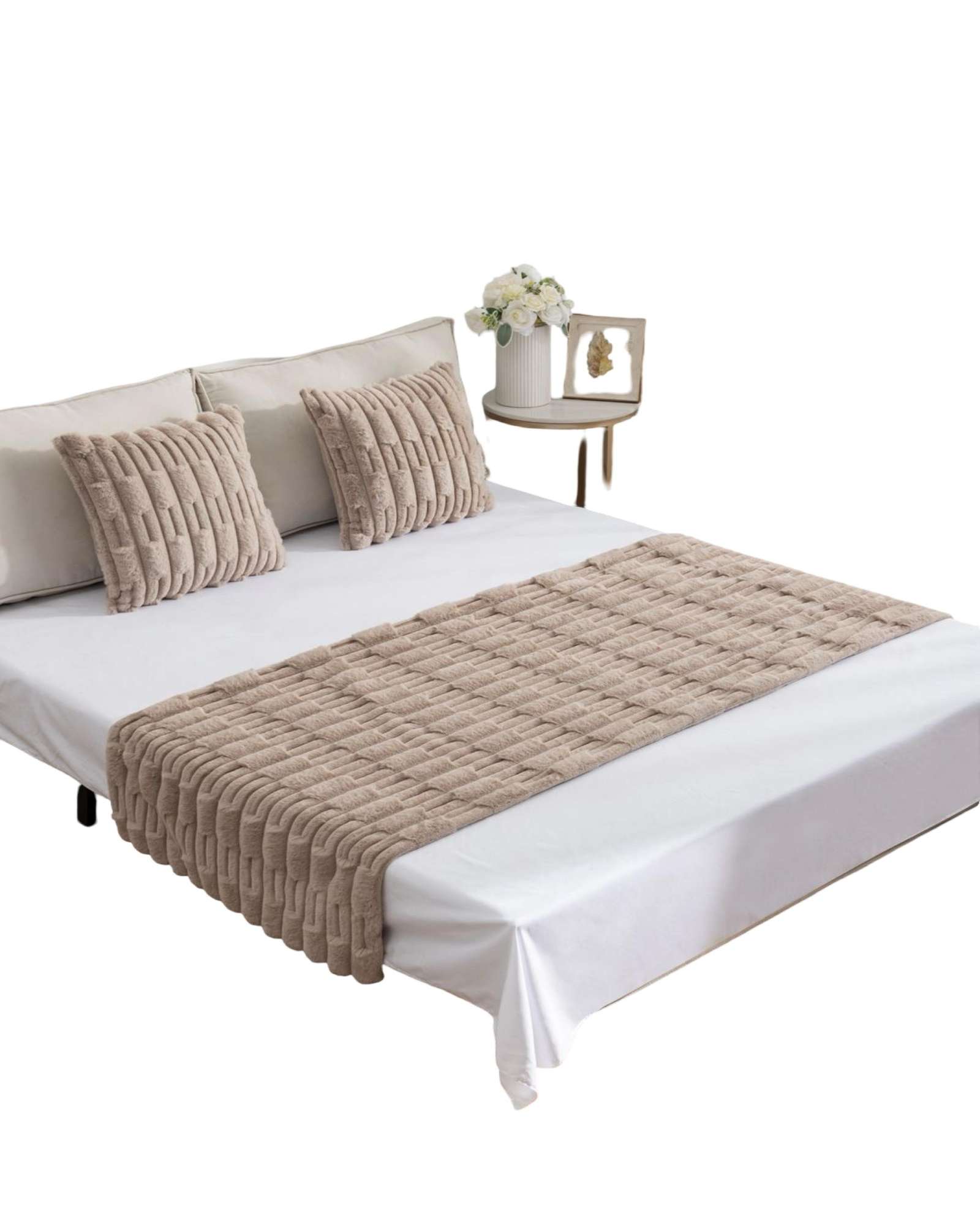 M&L Todo Para El Hogar - Piecera Mas 2 Fundas Diseño Bambu Café Claro