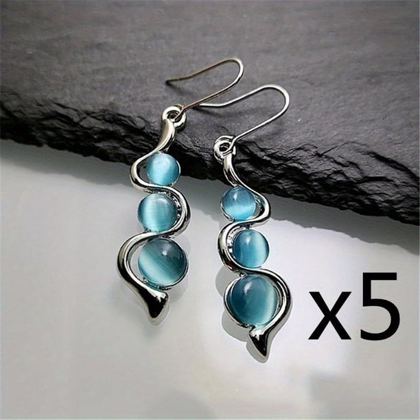 Sapphire Blue Plastic Drop Earrings - Perfect Anniversary Gift for Her - Silver Hoop Earrings
