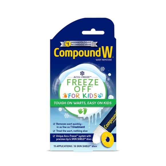 Compuesto eliminador de verrugas W Freeze Off para niños con 15 aplicaciones Freeze