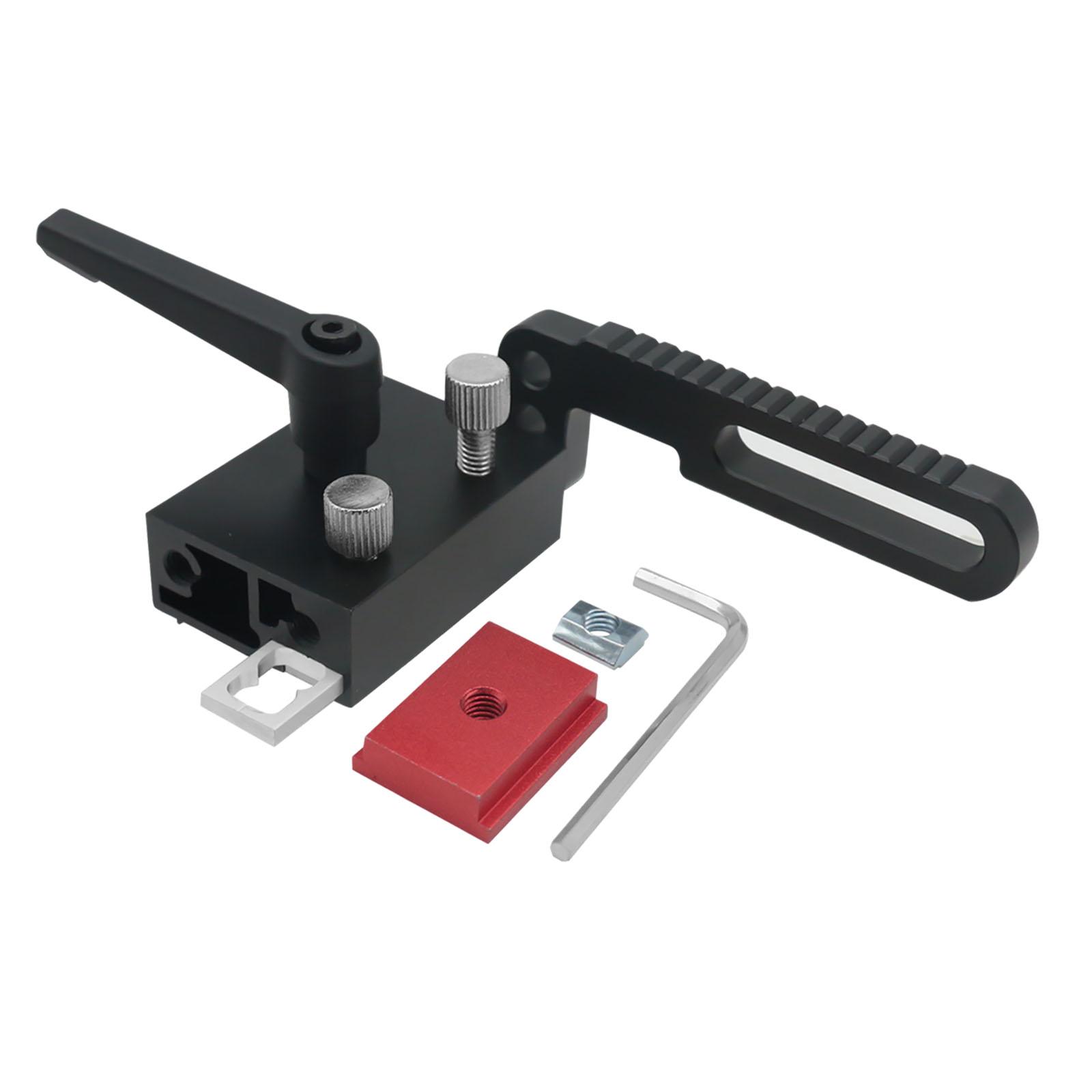 Magideal - Bloque De Parada De Guía De Inglete, Riel De Guía De Carpintería, Conector De Cerca De Calibre De Inglete Ajustable, Tapón De Ranura En T De Aleación Negro