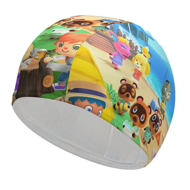 Animal Crossing Gorro de Natación de Licra, Gorro de Baño de Tela Cómoda, Gorro Elástico Antideslizante para Hombres, Mujeres y Niños