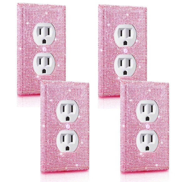 Cubiertas de placa de pared hongliang 11 × 7 cm rosa con strass – Pack de 4