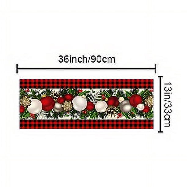1pc Merry Christmas Table Runner - Red and Black Buffalo Check Plaid Pine Cone Design - Waterproof and Stain Resistant - Perfect for Holiday Parties and Family Gatherings - Ideal Gift and Home Decor