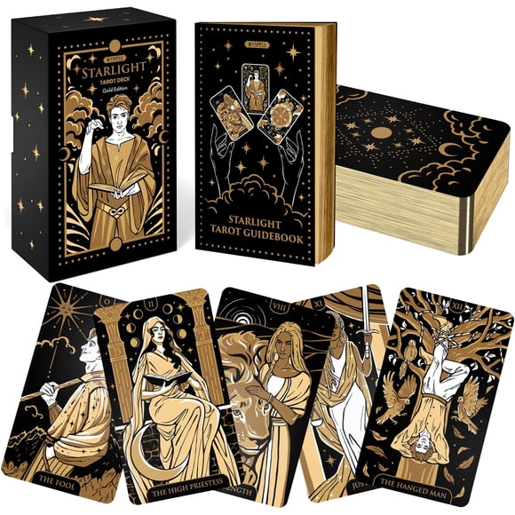 Baraja de tarot Cards Wyspell Starlight con libro guía (dorado)