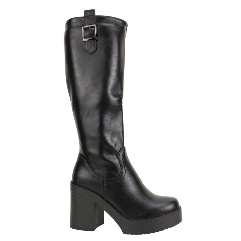 Bota New Walk Plataforma Larga Negra