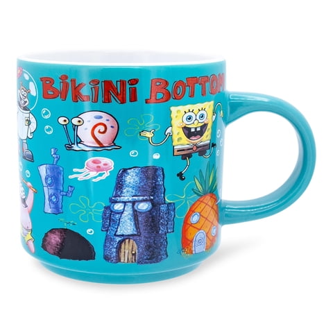 Silver Buffalo - Taza De Café Con Diseño De Búfalo Plateado, Diseño De Bob Esponja, Braguita De Bikini, 390 Ml