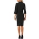 thumbnail image 3 of INSPIRE CHIC Conjunto de Traje de Mujer de 2 Piezas para Regreso a Clases para Maestras Conjunto de Blazer sin Cuello de Manga 3/4 y Falda Lápiz de Cintura Alta Conjuntos de Trabajo Negro L, 3 of 6