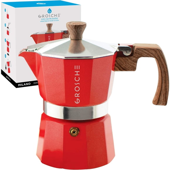 Máquina de café espresso GROSCHE Milano para moka, 150 ml, roja