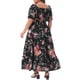 thumbnail image 4 of GRACE & GRANDEUR Vestido Maxi Floral para Mujer Talla Grande Cuello Cuadrado Manga Abullonada Cintura Fruncida Boho Vestido de Sol 3X Negro, 4 of 8