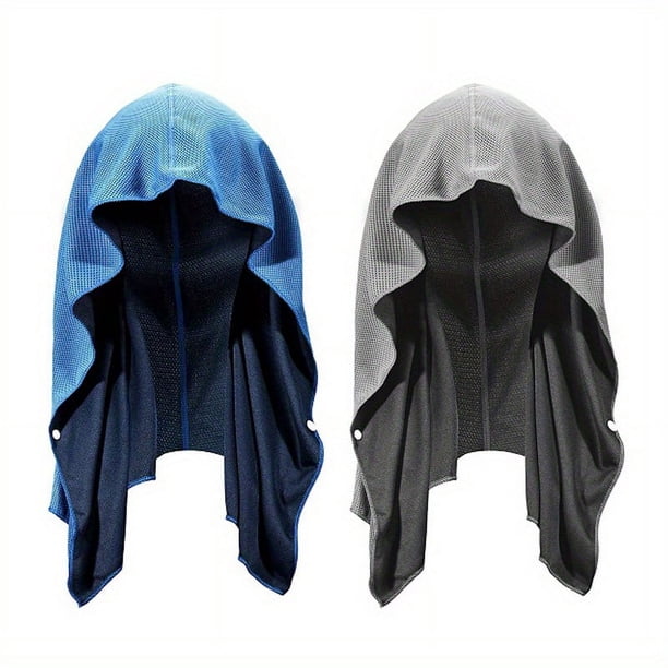 2pcs Cooling Hoodie Towel For Men And Women, UV Protection, Drying Fast, Absorbent Cooling Towels For Neck And Face, Cooling Head Towels For Camping, Workout, Cycling,Golf, Running, Hiking, GYM, Cooli