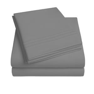 Juego De Sábana Gris 1800 Hilos Ultra Suave 2 Plazas Vincenzi