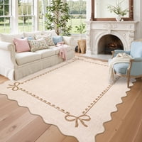 Alfombra Garveehome Con Lazo Festoneado, 150 X 210 Cm, Color Beige, Lavable