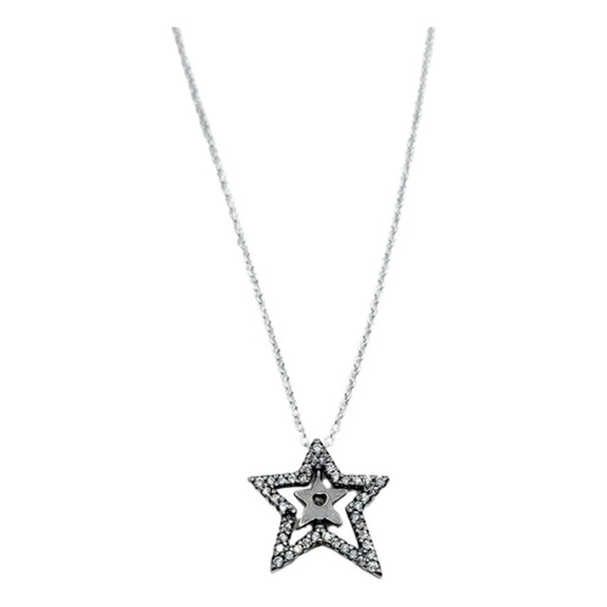 Marca - Collar Estrella Giratoria En Plata 925, Regalo Plateado