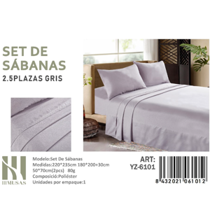 Mundo Shopping - Set De Sabanas King Color Gris 150 Hilos + 2 Funda De Almohada