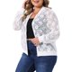 thumbnail image 4 of Agnes Orinda Chaqueta de Colegio Escolar para Mujer Tallas Grandes con Encaje Floral Transparente de Manga Larga con Cremallera Ligera Chaquetas de Béisbol 4X Blanco, 4 of 6