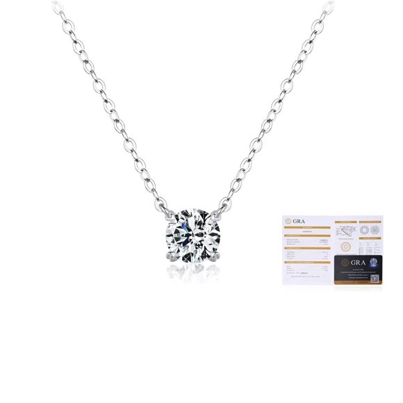 Collar HESHPAWS AnuClub Round Cut D Color Moissanite 0.8ct Plata 925