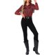 thumbnail image 2 of INSPIRE CHIC Camisa Occidental con Flecos para Mujer de Manga Larga con Botones, Blusa con Ribete de Borlas y Cuello Abatible Rojo Oscuro XL, 2 of 6