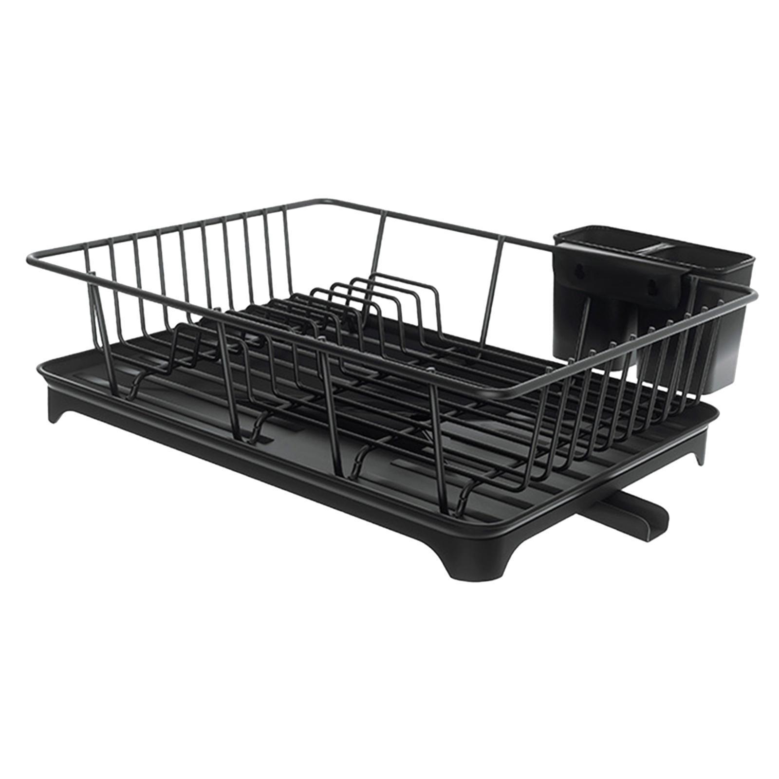 Magideal - Escurridor De Platos Con Escurridor, Fregadero Extraíble, Ahorro De Espacio, Multifuncional, Fácil De Montar, Bandeja Para Fregadero, Escurridor De Pl Negro