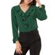 thumbnail image 5 of INSPIRE CHIC Blusa con Volantes para Mujer de Regreso a Clases Elegante para el Trabajo Cuello en V Manga Larga Top Elegante Verde L, 5 of 7
