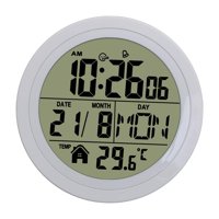 Bothyi - Reloj Despertador Digital Redondo Para Mesita De Noche, Ideal Para Cocina, Dormitorio, Hotel, Color Blanco.