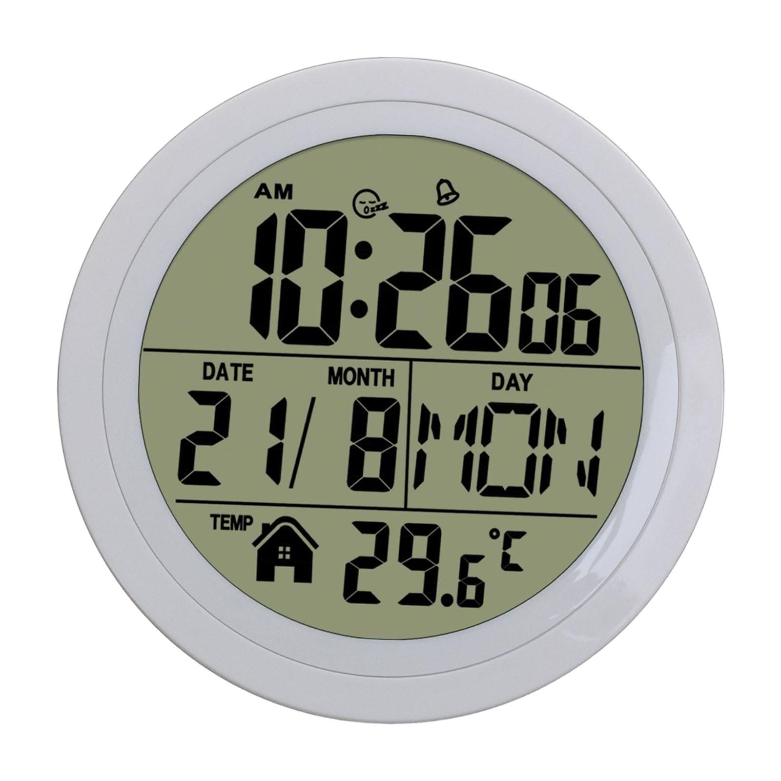 Bothyi - Reloj Despertador Digital Redondo Para Mesita De Noche, Ideal Para Cocina, Dormitorio, Hotel, Color Blanco.
