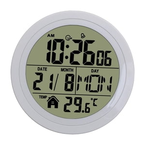 Bothyi - Reloj Despertador Digital Redondo Para Mesita De Noche, Ideal Para Cocina, Dormitorio, Hotel, Color Blanco.