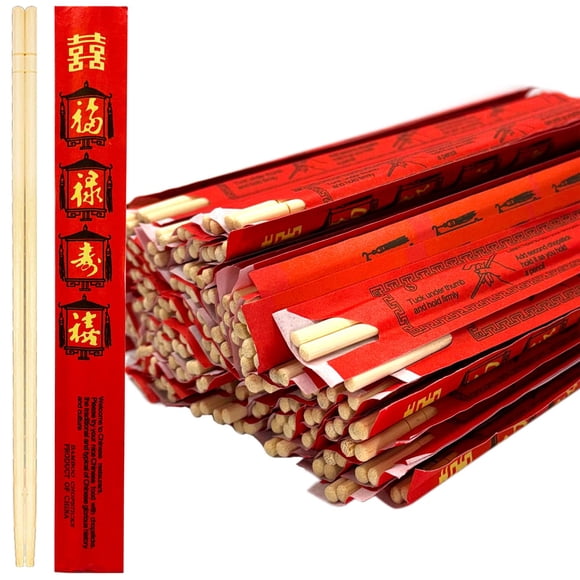 Palillos desechables de bambú 52USA, 100 juegos, 23 cm, envueltos individualmente