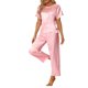 thumbnail image 2 of INSPIRE CHIC Conjunto de Pijama de Satén para Mujer Regreso a Clases Camisa de Dormir de Manga Corta Suave con Botones y Pantalones Largos con Bolsillo en el Pecho L Rosa, 2 of 6