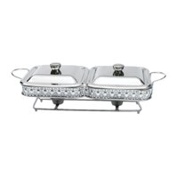 Bothyi - Chafing Dish Compacto Resistente Con Tapas Servidor De Buffet Para Cenas Hotel Picnic Plata