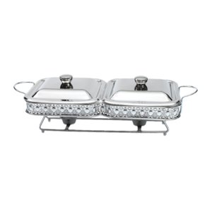 Bothyi - Chafing Dish Compacto Resistente Con Tapas Servidor De Buffet Para Cenas Hotel Picnic Plata