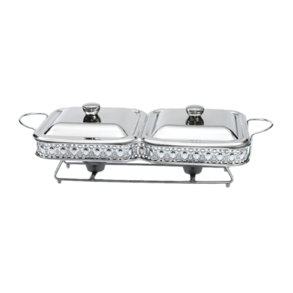Chafing Dish Compacto Resistente Con Tapas Servidor De Buffet Para Cenas Hotel Picnic Plata