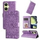 thumbnail image 1 of Funda tipo cartera FOXDOCK para OnePlus Nord N30 , diseño girasol en relieve, cuero PU, cierre magnético, soporte y tarjetero, 1 of 5