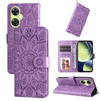 Funda Tipo Cartera Foxdock Para Oneplus Nord N30 , Diseño Girasol En Relieve, Cuero Pu, Cierre Magnético, Soporte Y Tarjetero
