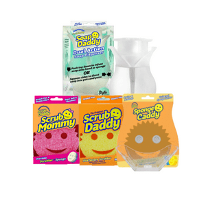 Scrub Daddy - Pack + Scrub Mommy + Soap Daddy + Sponge Caddy