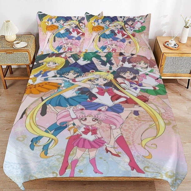 Sailor Moon Bedding Se Ultra Soft Skin-Friendly Duvet Cover3 Piece, Cute Comforter Cover Bed Set