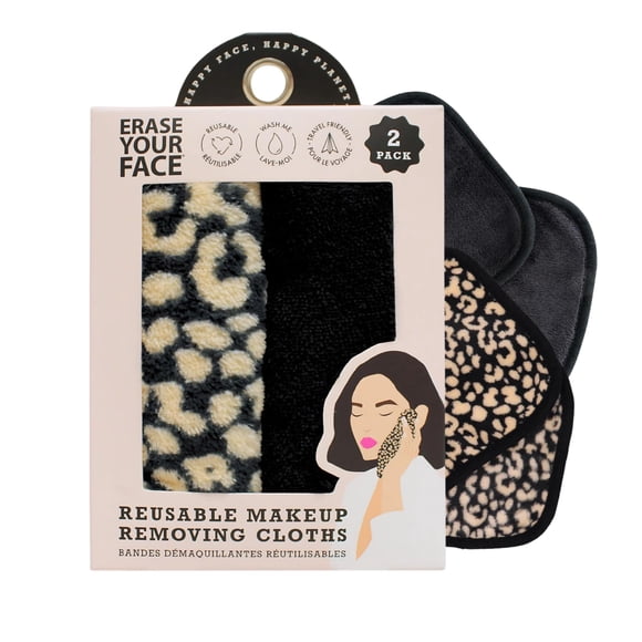 Paños desmaquillantes ERASE YOUR FACE, reutilizables, paquete de 2