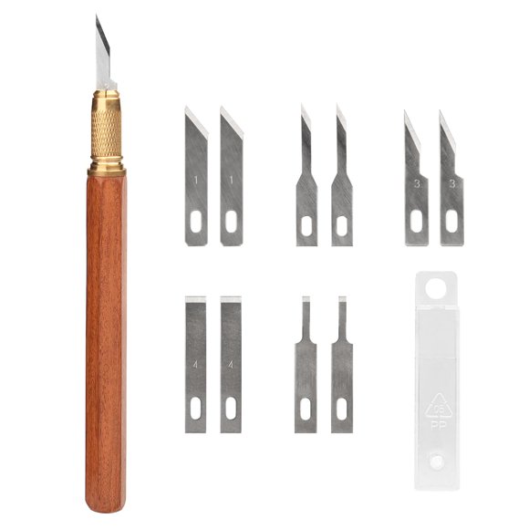 Cuchillo de utilidad Toolcool TC-250731-841 con mango de palo de rosa y 10 cuchillas